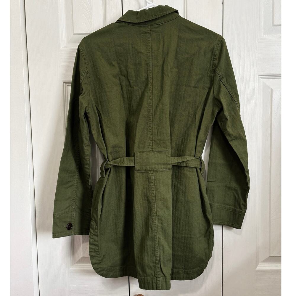 Madewell Green Tie Waist Military Style Jacket Size Small - Picture 5 of 10